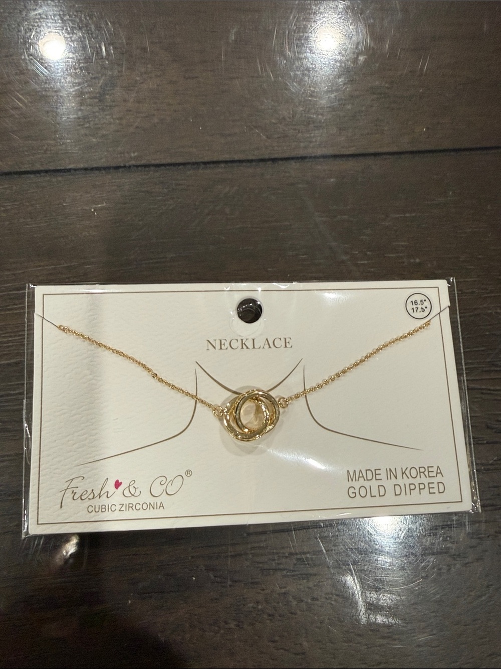 Gold Dipped Interlocking Circle Necklace - Gold